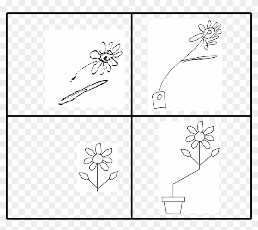 Unconnected Daisies (b) Commected Daisy - Drawing Clipart #381367