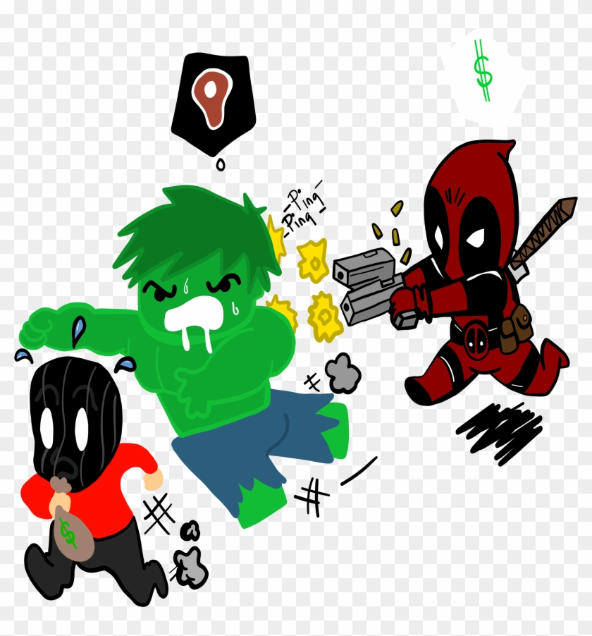 #hulk #deadpool #robber - Cartoon Clipart #381725