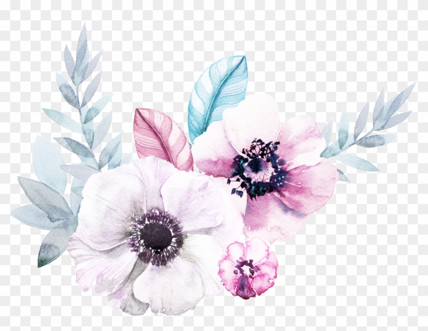 Hand Painted Flowers Cartoon Watercolor Beautiful Transparent - Watercolor Painting Clipart #383102