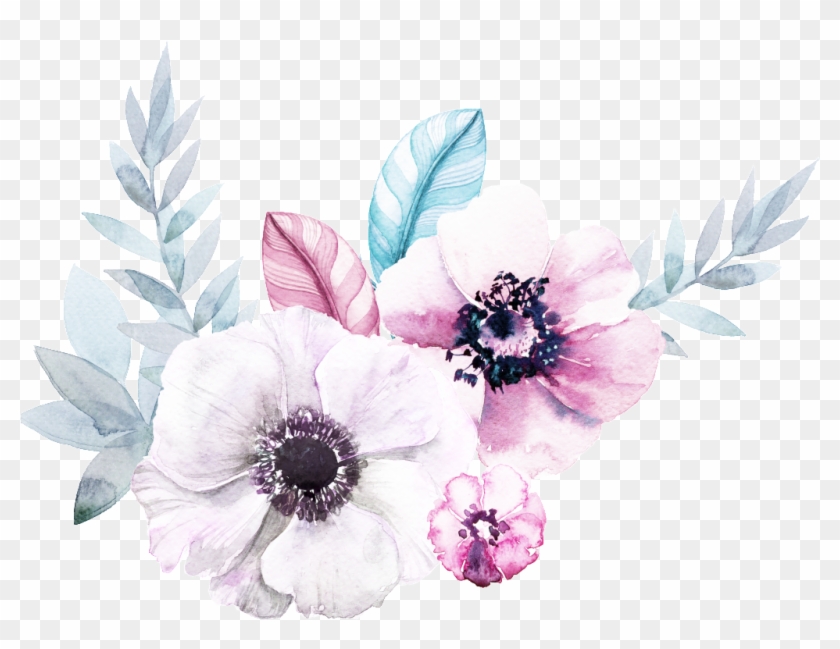 Hand Painted Flowers Cartoon Watercolor Beautiful Transparent - Watercolor Painting Clipart