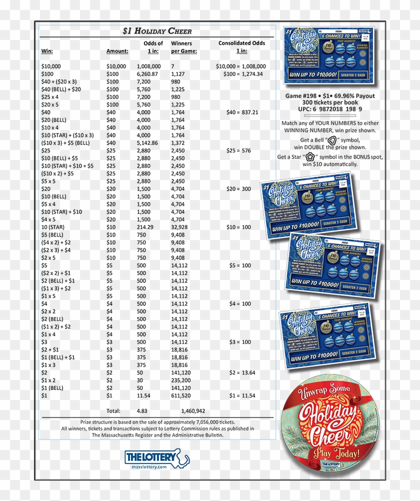 $1 Holiday Cheer - Holiday Cheer Scratch Ticket Massachusetts Clipart