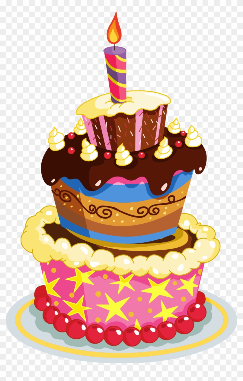 Colorful Birthday Cake Png Clipart - Cake With Transparent Background