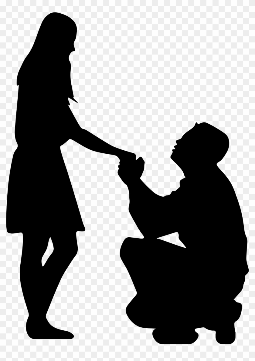 Big Image - Silhouette Marriage Proposal Clipart