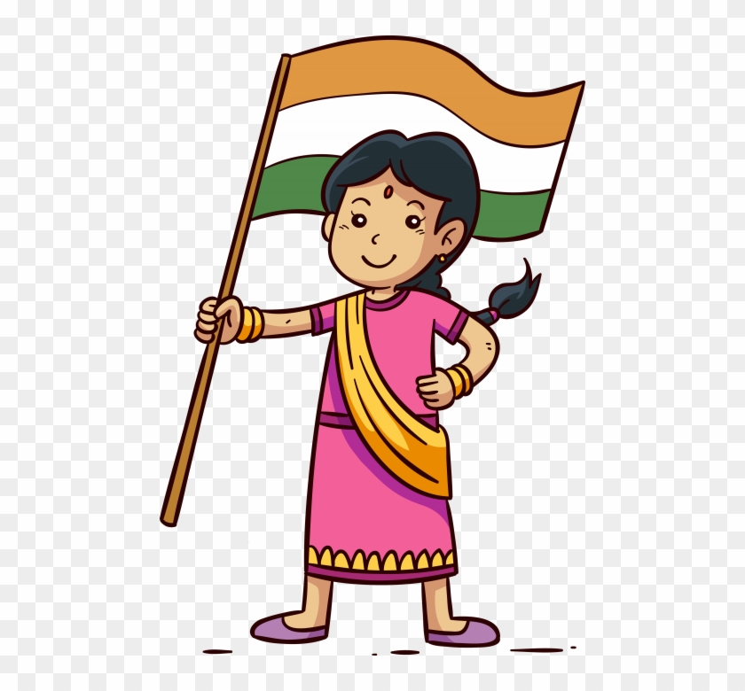 Girl Hanging Indian Flag Png Clipart #385626