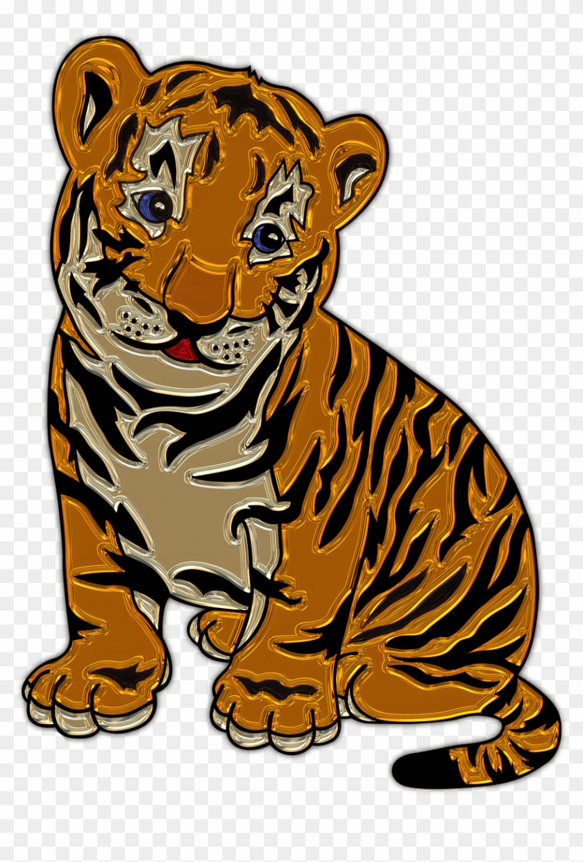 Lion Cub Sitting Plastic Art - Tiger Baby Coloring Page Clipart