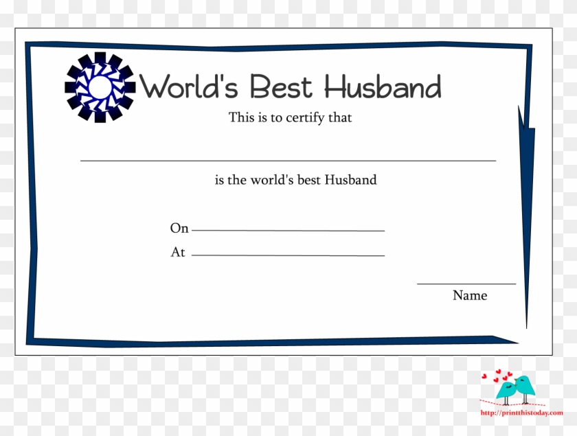 Certificate Template Clipart Anniversary Award - Free Printable Best Husband Certificates - Png Download