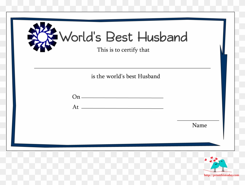 Certificate Template Clipart Anniversary Award - Free Printable Best Husband Certificates - Png Download #386051