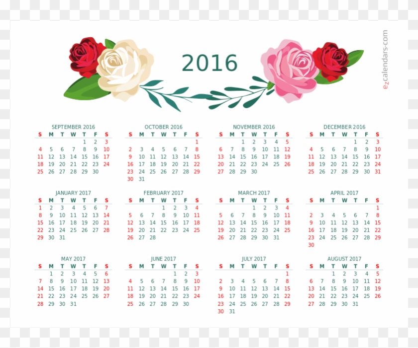 One-year Flowers Of Beauty Calendar - Garden Roses Clipart