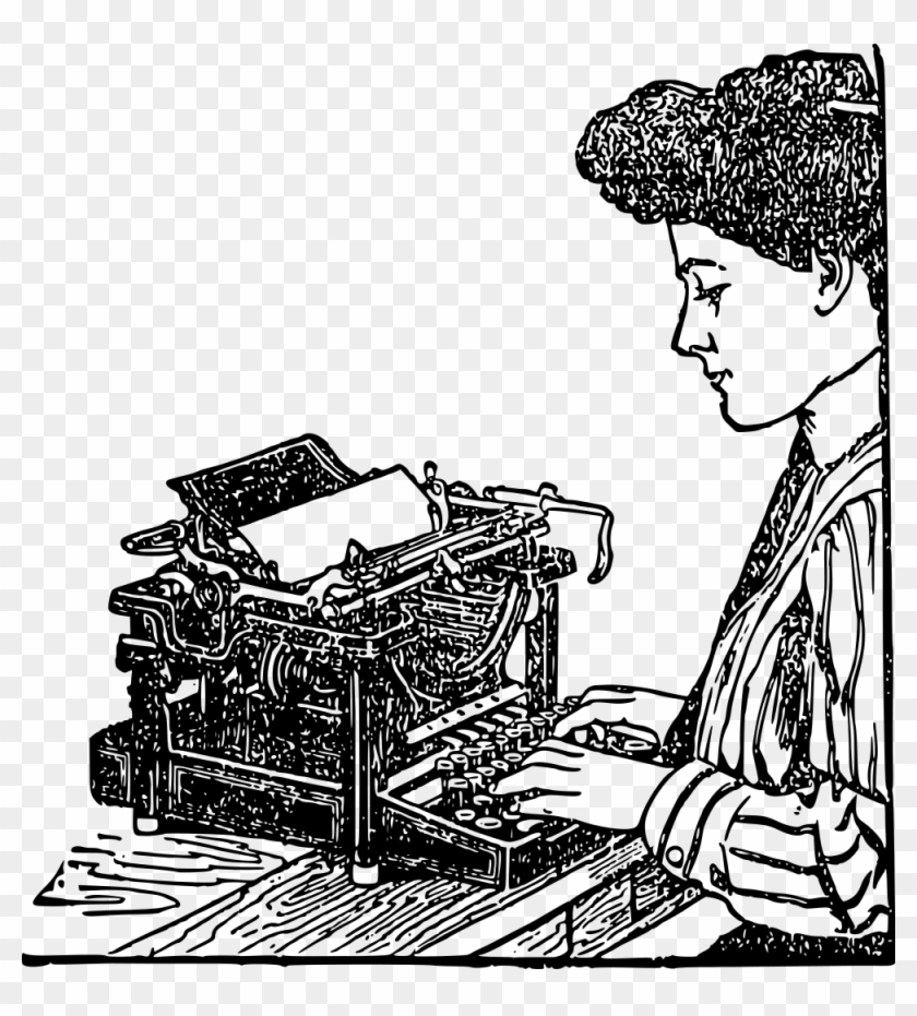 Typewriter Clipart For Now - Typing Lady - Png Download #387866