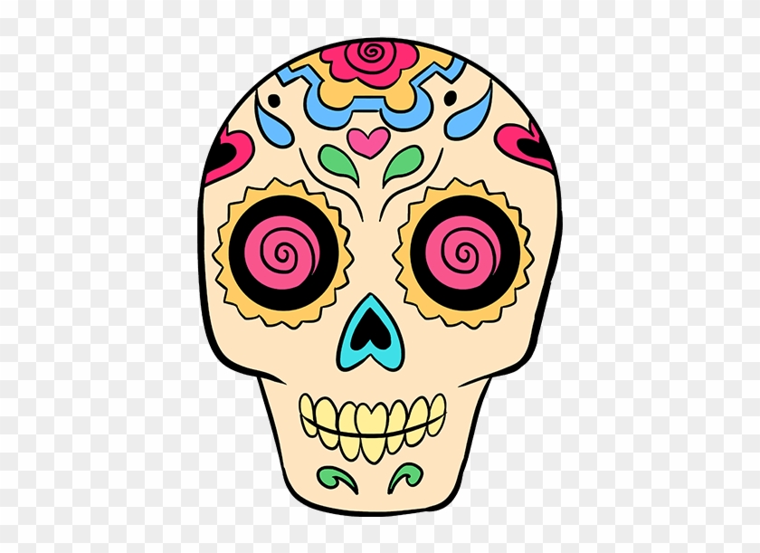 Sugar Skull Drawings - Dia De Los Muertos Skull Drawing Clipart