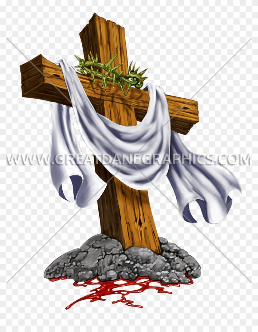 Cross With Crown Of Thorns - Cross And The Crown Of Thorns Drawings Clipart #388327