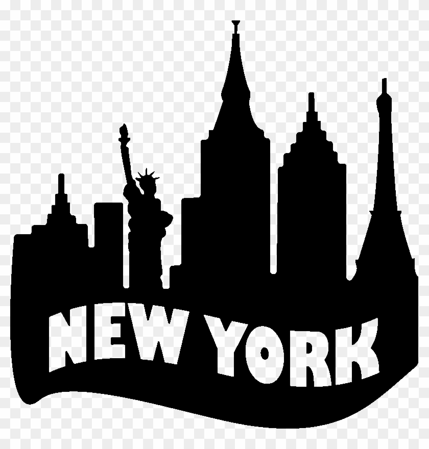 Sticker New York Skyline Texte Ambiance Sticker Kc2304 - Ny Giants Nikes Clipart #388600