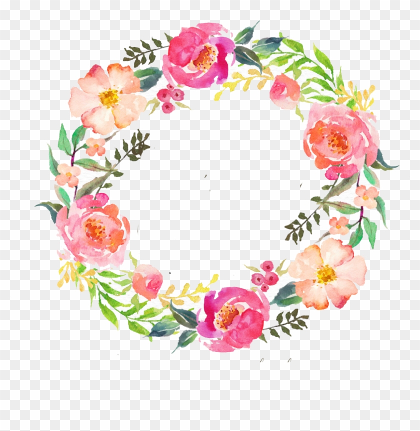 Floral Wreath - Flower Wreath Watercolor Png Clipart #388894