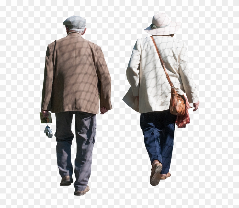 Old, Pensioners, Isolated, Man, Woman, Walking, Senior - Old Man Woman Png Clipart #389090