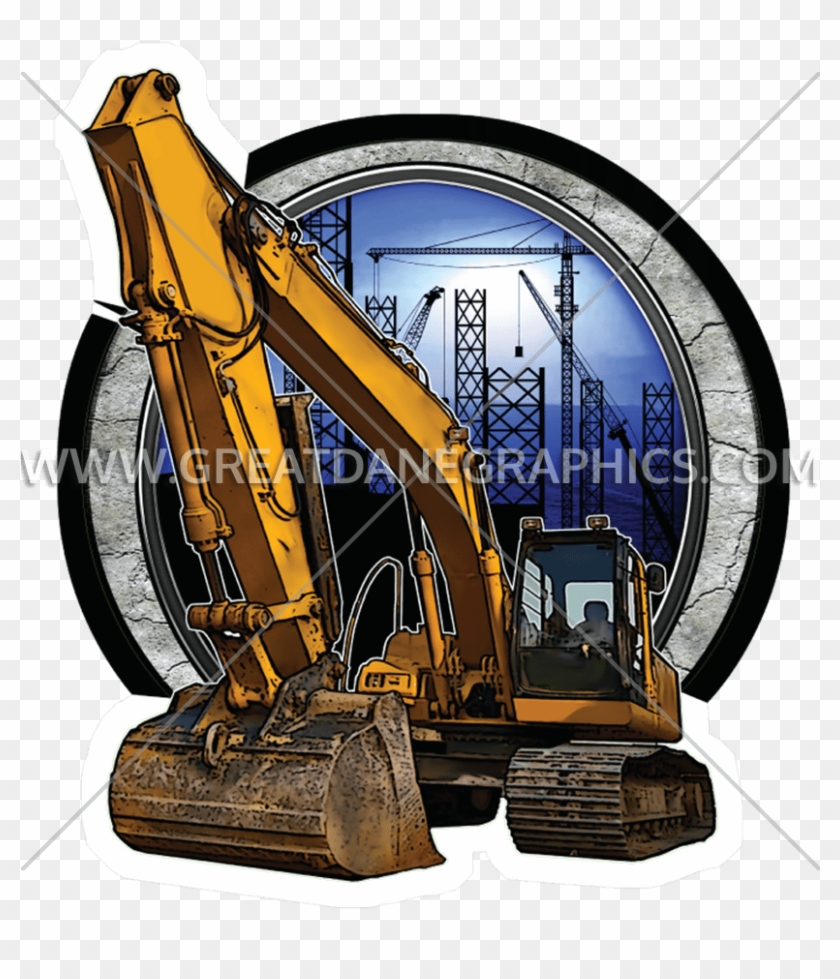 Tractor Vector Graphics - Backhoe Cartoon Clipart