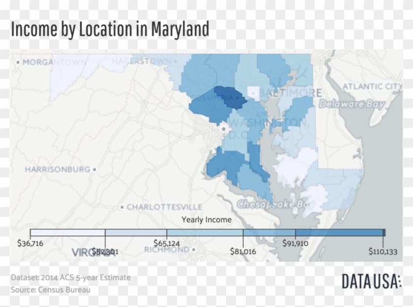 Geo Map Of Median Income By Location In Maryland - Income By Location Maryland Clipart
