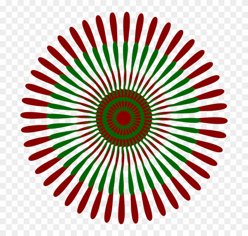 Circular - Red And Green Flower Clipart #3800490