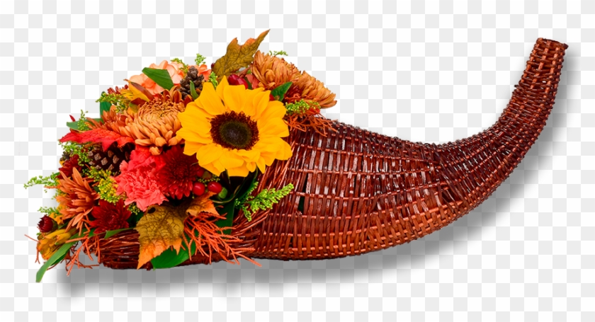 Horn O' Plenty Floral Cornucopia - Bouquet Clipart #3801052