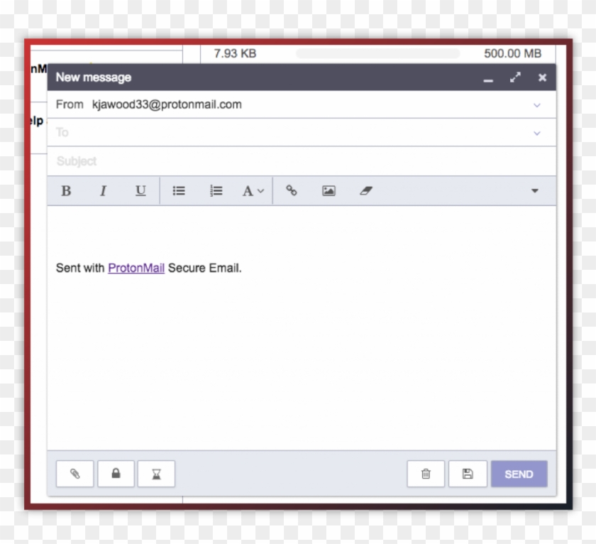 Protonmail New Email Screen - Anonymous Email Clipart