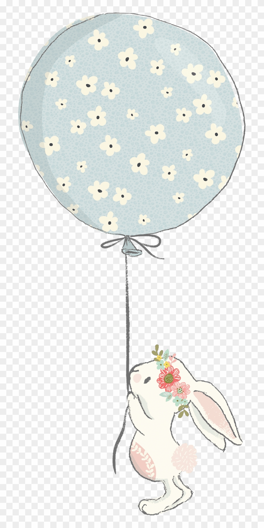 Rabbit Png Icon - Baby Bunny Holding A Balloon Clipart