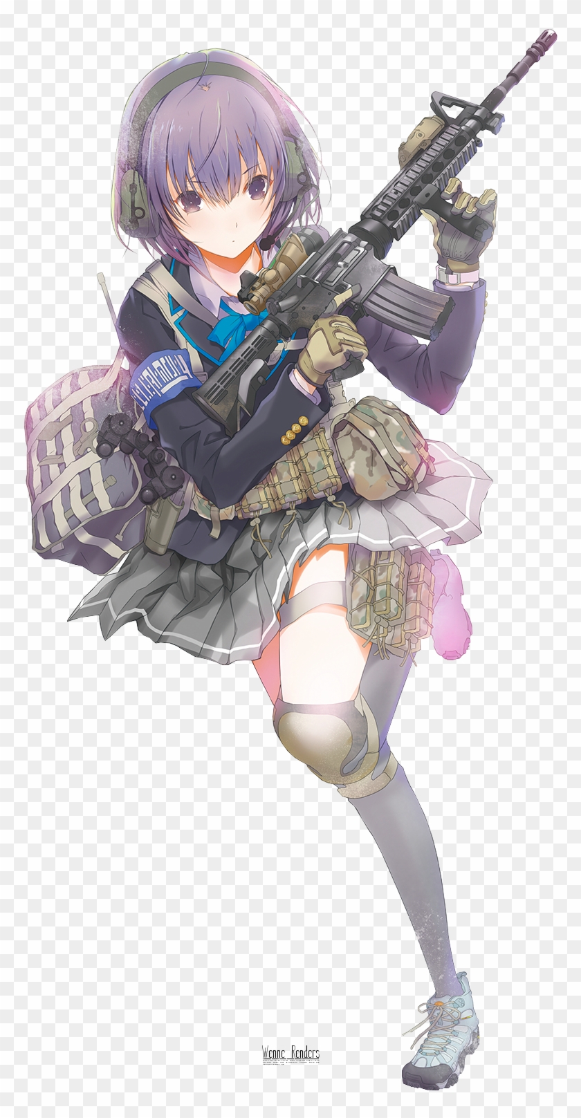 07 Mb, 795x1560, Anime Girl With A Gun Render By Wenneskies-d7tl9f9 - Miyo Asato Little Armory Clipart #3801681