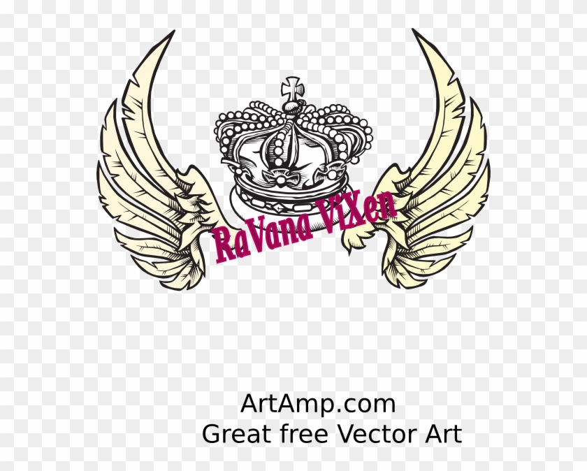 Small - Crown And Wings Design Clipart #3802665