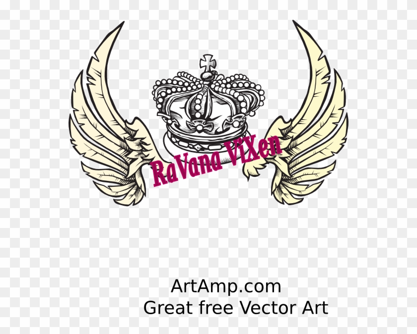 Small - Crown And Wings Design Clipart