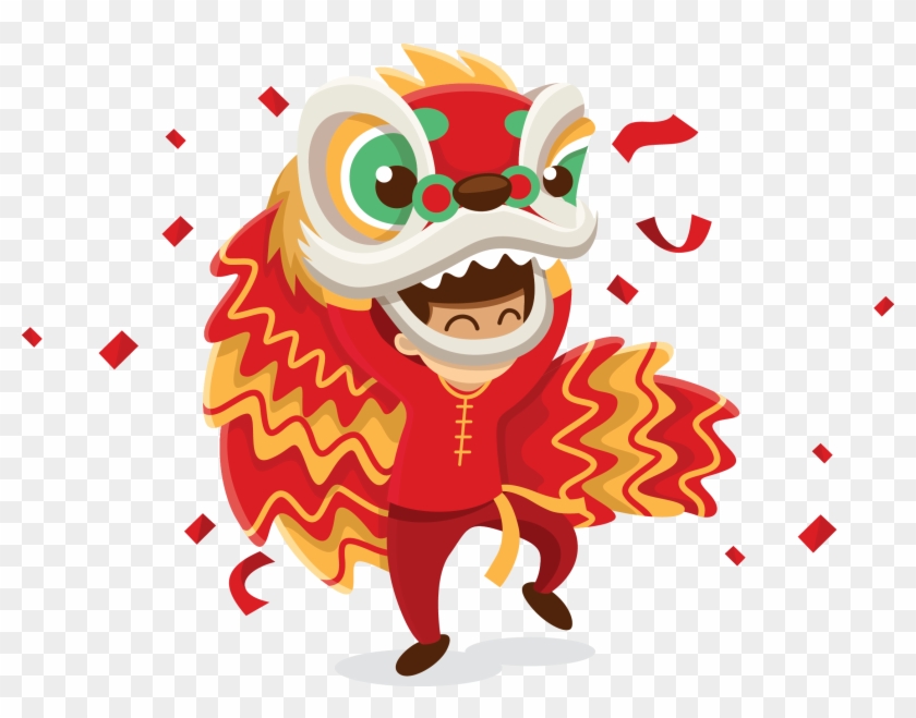 New Year Vector Dragon Transprent - Lion Dance Vector Png Clipart