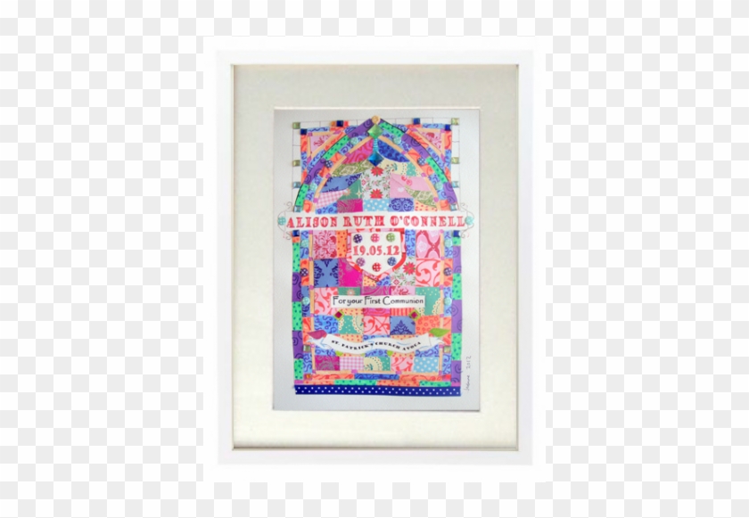 Girls First Communion Framed - Patchwork Clipart