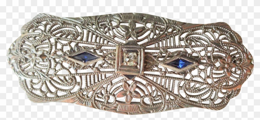 10k White Gold Filigree Pin Brooch Vintage 1940s Art - Christian Cross Clipart #3804964