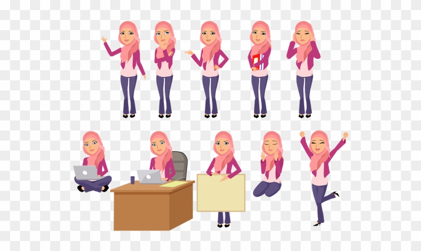 Character Vector Simple - Hijab Character Vector Clipart #3806434