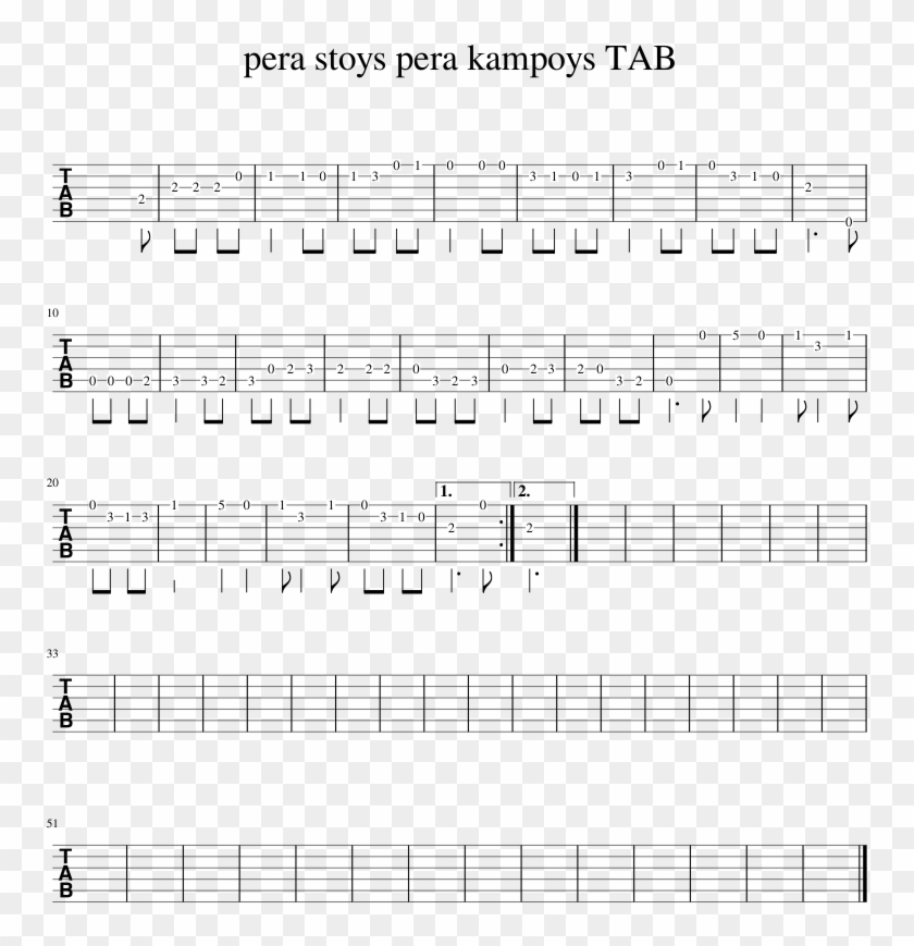 Pera Stoys Pera Kampoys Tab Sheet Music 1 Of 1 Pages - Sheet Music Clipart