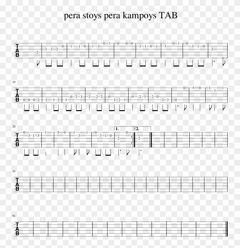 Pera Stoys Pera Kampoys Tab Sheet Music 1 Of 1 Pages - Sheet Music Clipart #3809738
