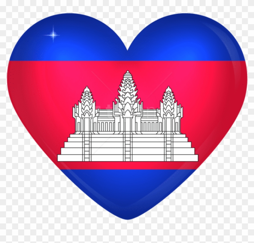 Free Png Download Cambodia Large Heart Flag Clipart - Cambodia Flag Square Transparent Png