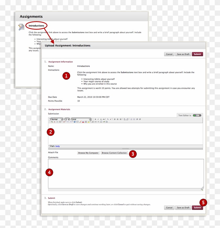 Submitting An Assignmnet - Blackboard Student Submission Clipart