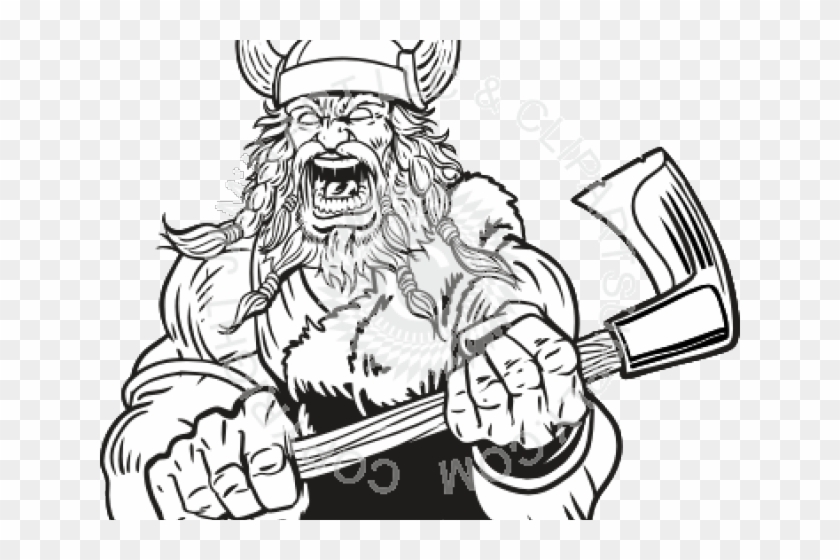 Viking Clipart Viking Beard - Viking Holding A Sword And Axe Cartoon - Png Download #3816351