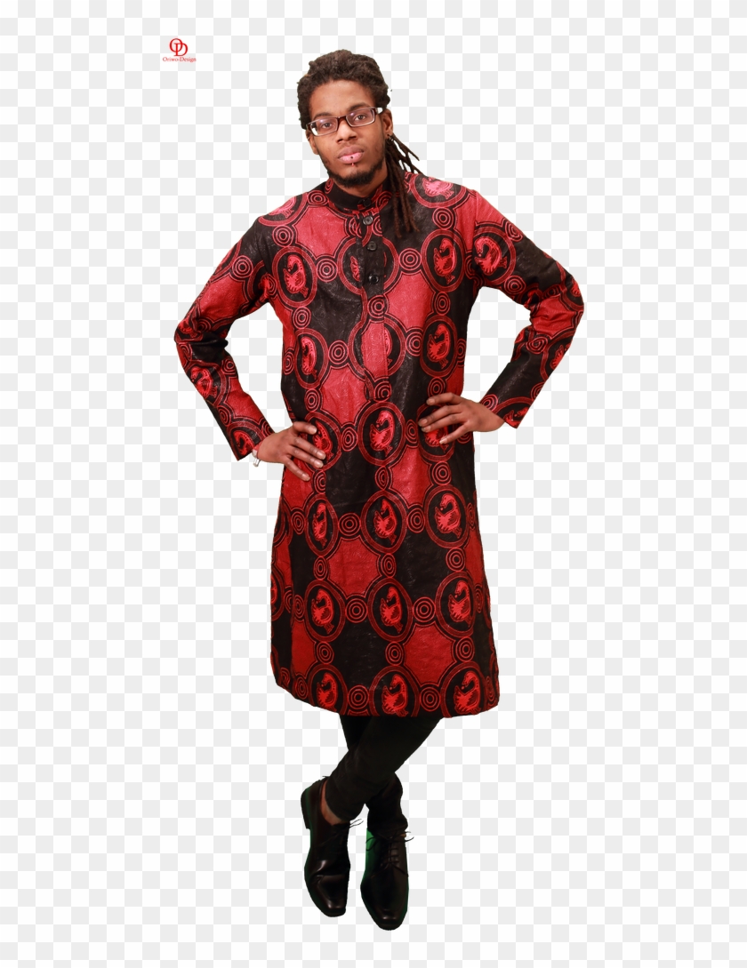 Red Black African Print Kaftan Mens Shirt - Costume Clipart #3816395