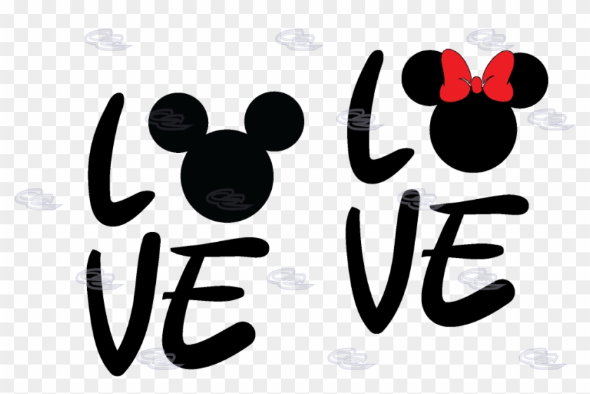 Love With Mickey Mouse Head Minnie Mouse Cute Bow - Love Mickey Y Minnie Clipart
