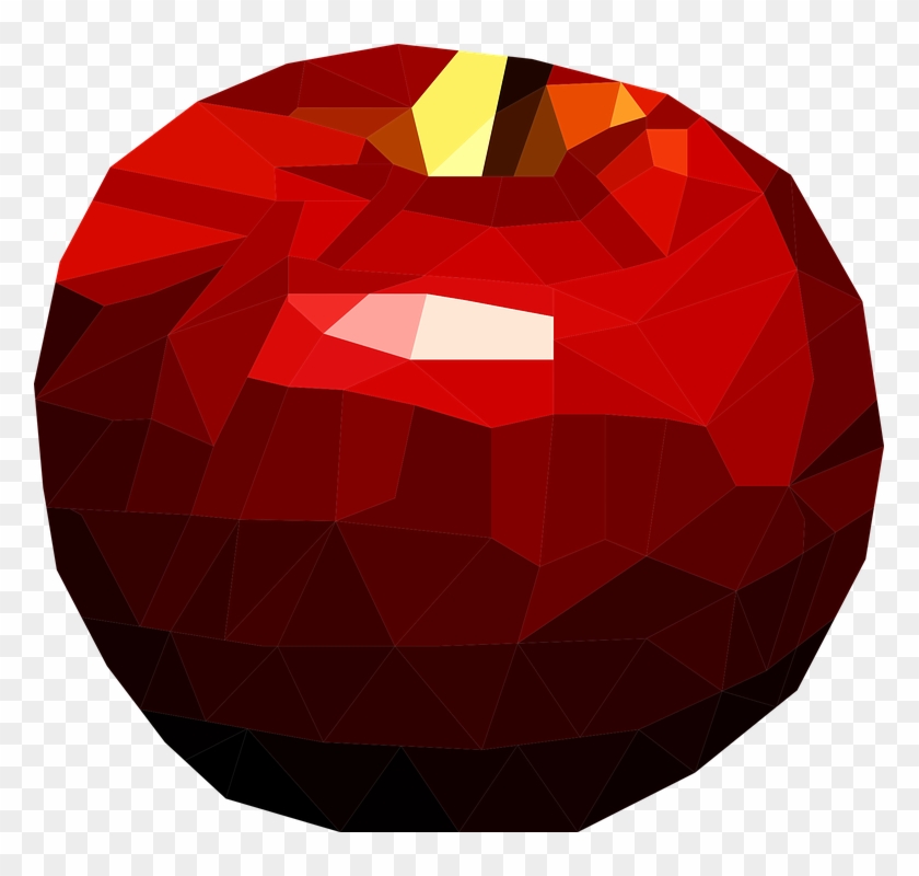 Low Poly Apple Poly Icon Symbol Design Fruit - Transparent Background Images Red Apple Clipart #3817470