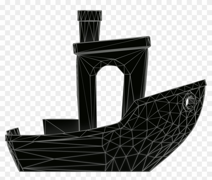 3dbenchy Lowpoly Wireframe Dark Side View - Boat Clipart #3817652