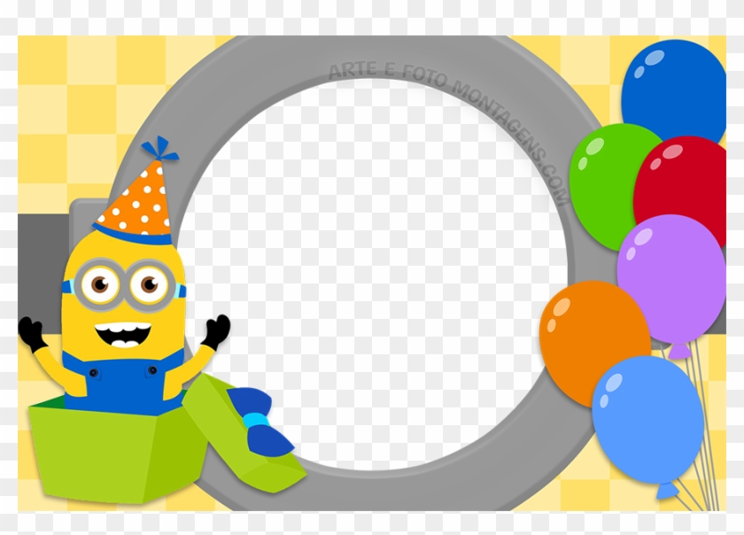 Minions Aniversario Presente - Moldura De Aniversario Minions Clipart