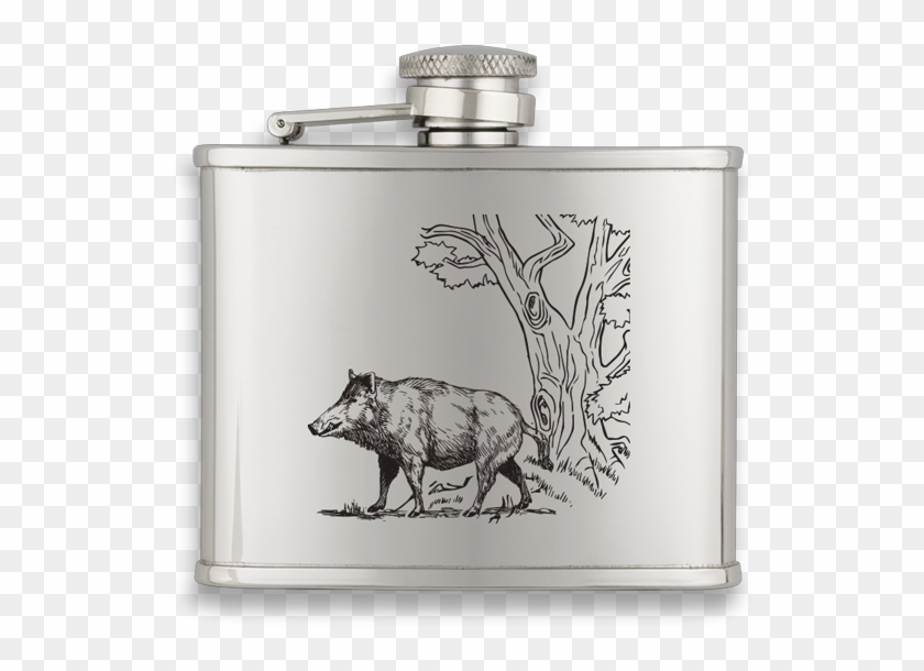 Hip Flask Albainox 4 Oz Wild Boar - Stainless Steel Clipart
