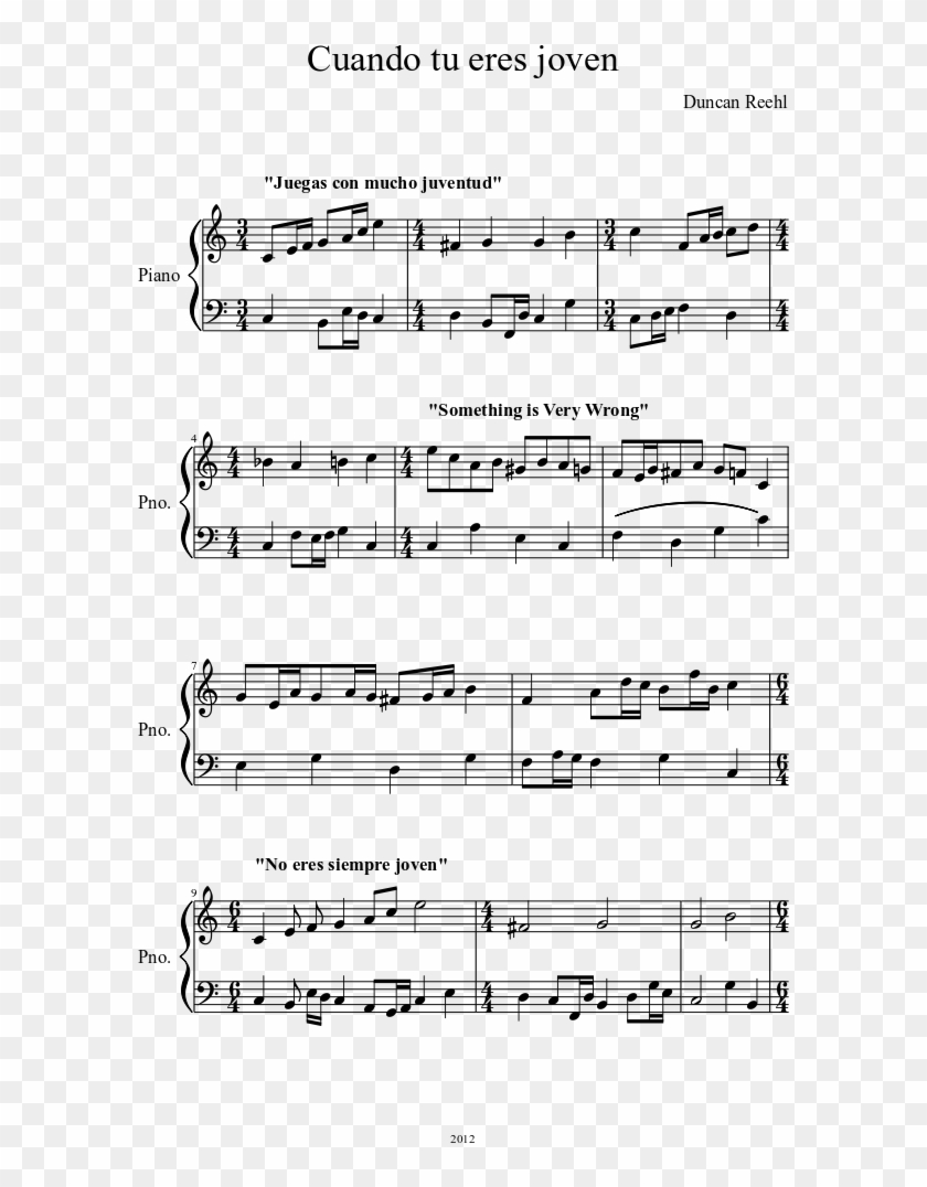 Cuando Tu Eres Joven Sheet Music Composed By Duncan - Nuclear Fusion Piano Sheet Clipart #3820222