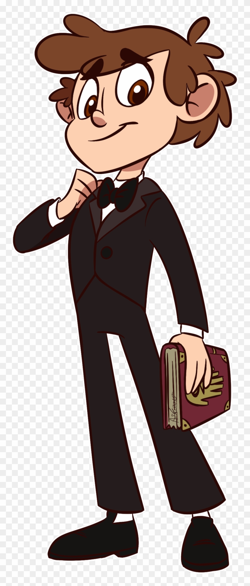 Dipper In A Suit With A Book - Cartoon Clipart #3820339