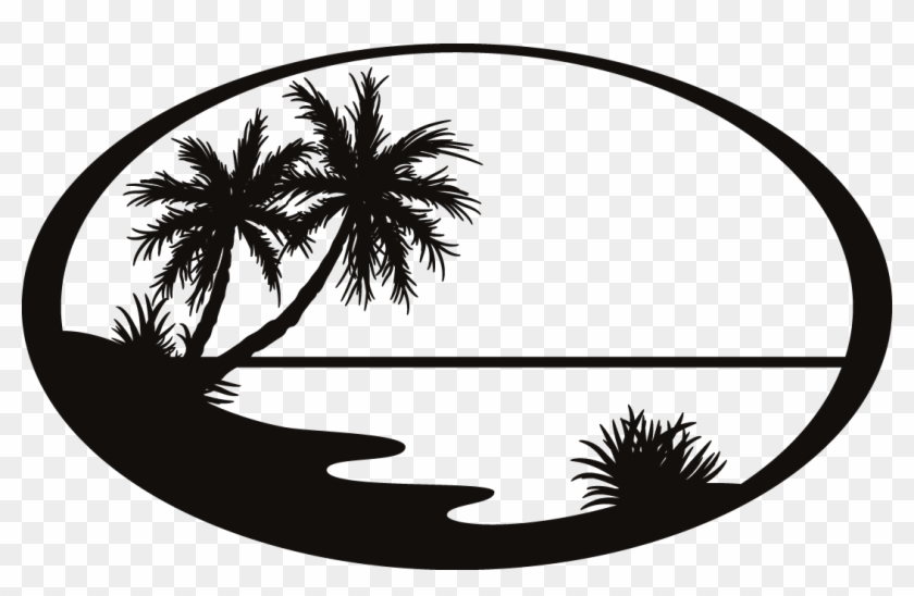 Party Beach Silhouette Labels Png - Beach Silhouette Clip Art Transparent Png #3820967