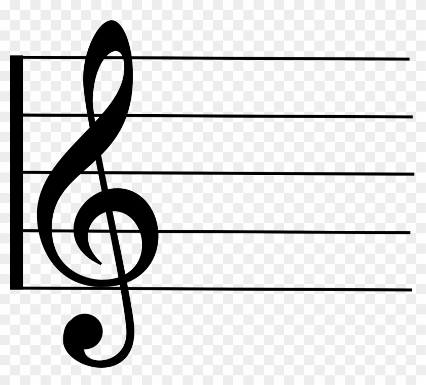 Treble Clef Staff Notation Png Image - Treble Clef On Stave Clipart