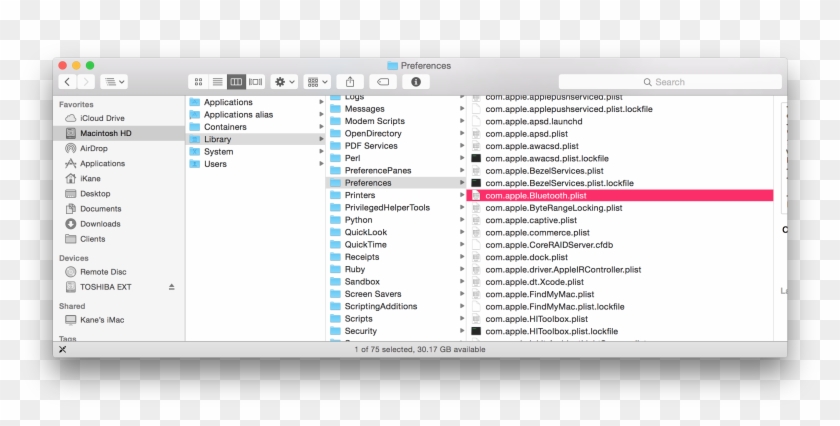 Delete Two Bluetooth Related Files And Restart Your - Macbook Library Preferences Clipart