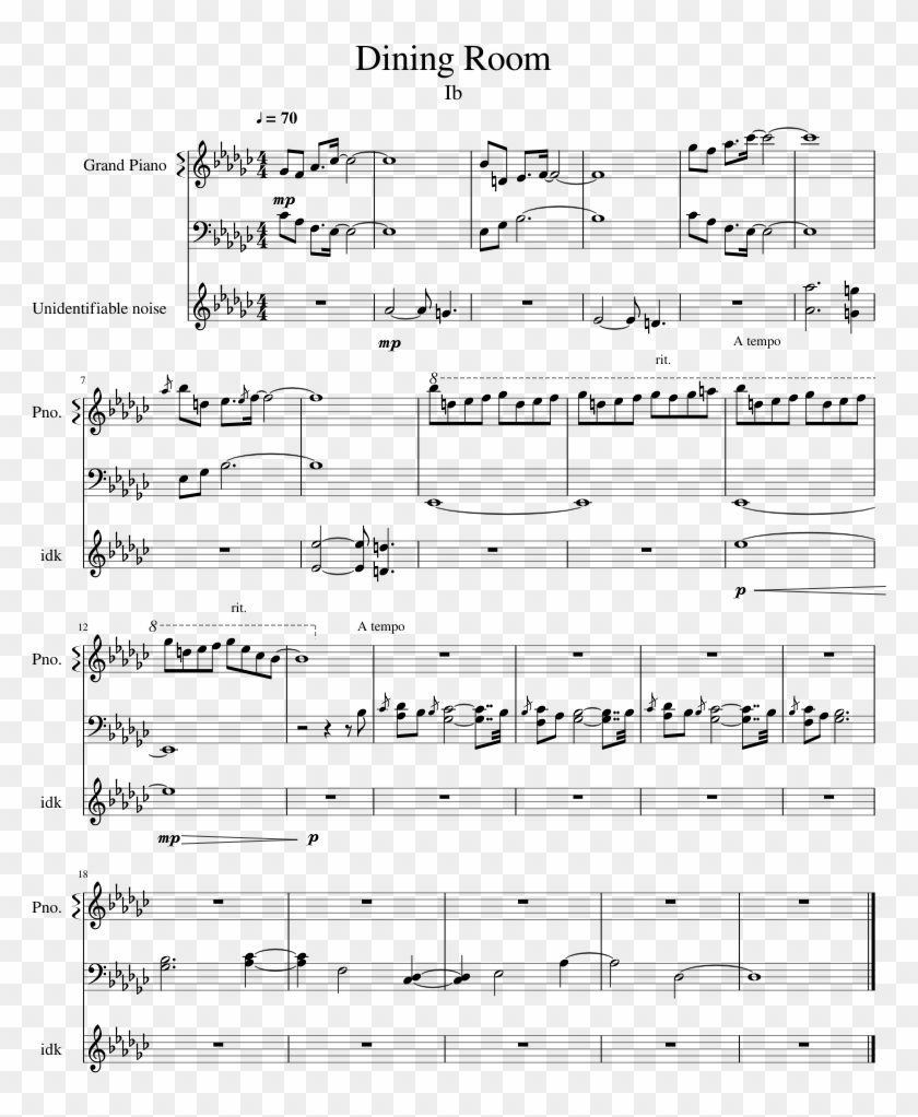 Dining Room Sheet Music 1 Of 1 Pages - Ib Dining Room Piano Clipart #3823334