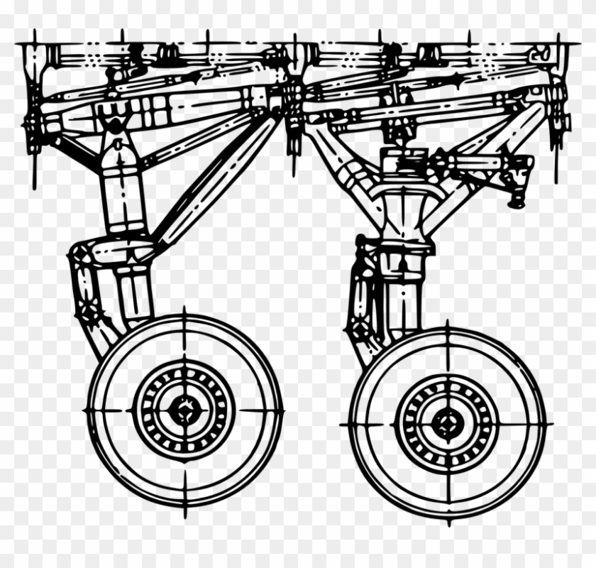 Plane Landing Gear Airplane Wheel Supports - Aircraft Landing Gear Blueprint Clipart