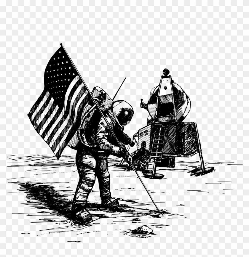 Apollo Moon Landing Drawing - First Moon Landing Drawing Clipart #3825368